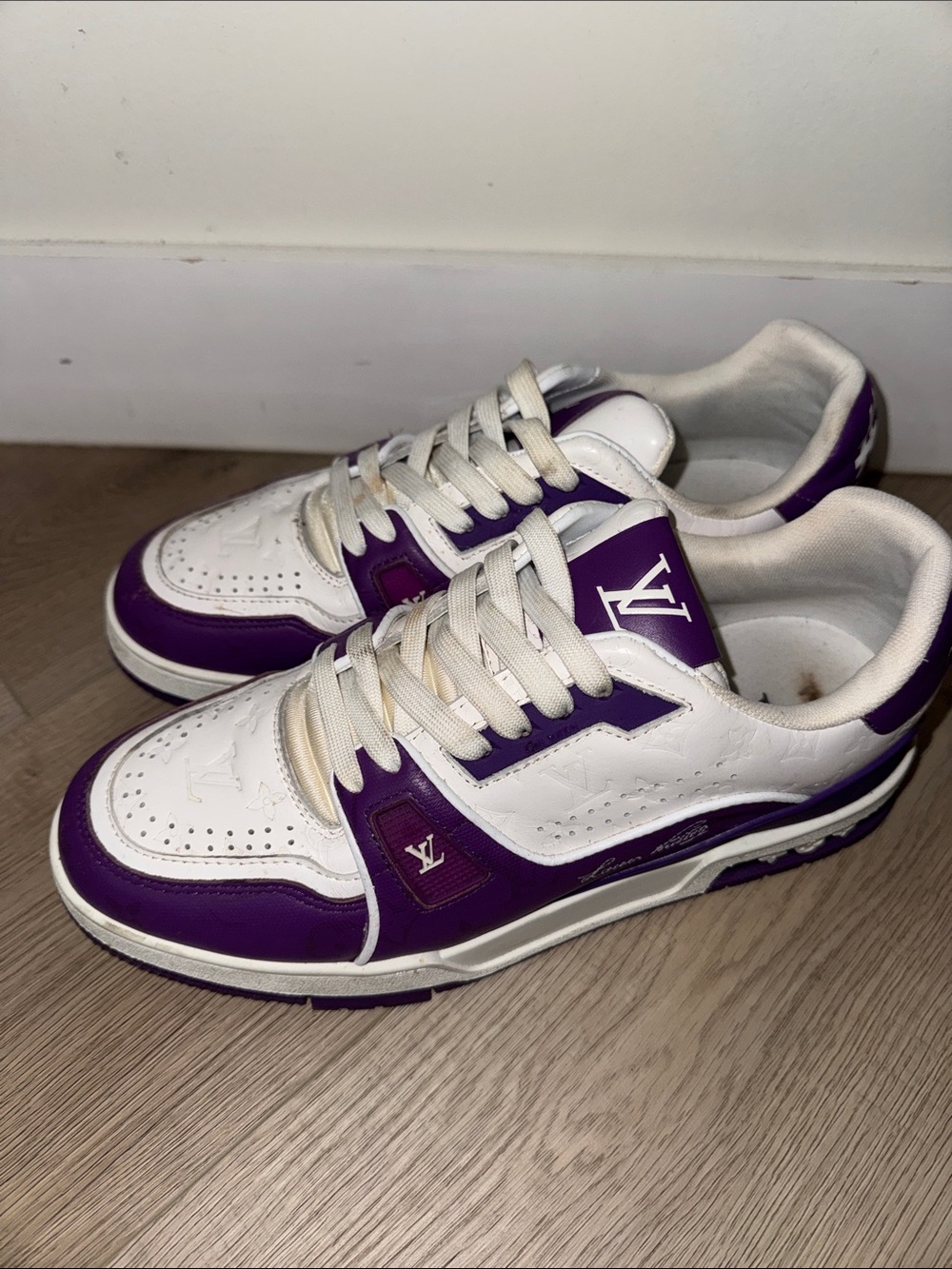 Louis Vuitton White & Purple Low-Top Sneakers for Men